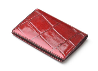 Red glossy leather id card holder