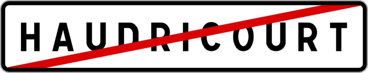Obraz premium Panneau sortie ville agglomération Haudricourt / Town exit sign Haudricourt