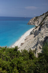 Fototapeta na wymiar view of the coast of the sea of lefkas greece above the egremni beach