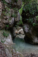 Fototapeta na wymiar waterfalls hidden in the forests of lefkas greece