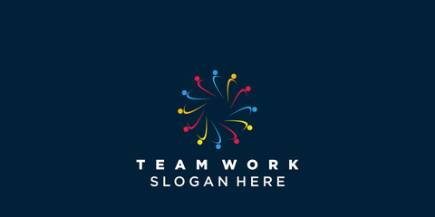 Team work logo icon with modern abstract concept Premium Vector