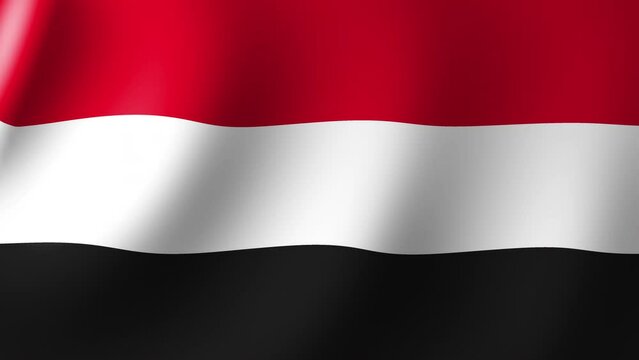 The flag of Yemen is fluttering in the wind. Seamless Animation 3D