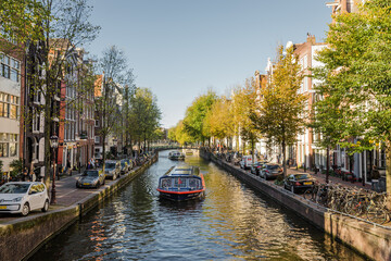 Naklejka premium amsterdam city landscape in holland