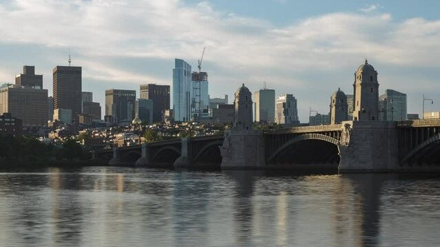 Boston Massachusetts Skyline Summer Morning Time Lapse Zoom