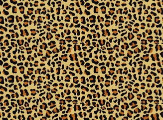 Leopard seamless texture, yellow background vector trendy print, animal pattern.