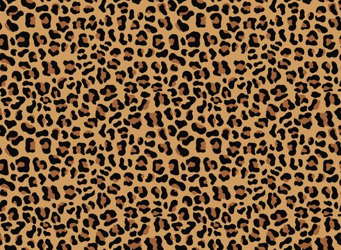 Seamless leopard print vector trendy pattern, modern cat texture on textile