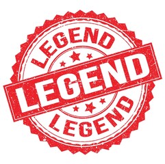LEGEND text on red round stamp sign