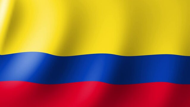 The flag of Colombia flutters in the wind. Seamless Animation 3D