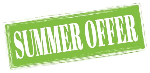 SUMMER OFFER text written on green stamp sign.