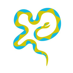 Cut wavy ornamental snakes in cartoon flat style on white background. Cute animal perfect for decor of children baby room, textiles print, fabric, sticker, package, clip art. 