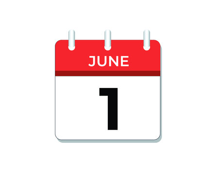 June, 1st calendar icon vector, concept of schedule, business and tasks
