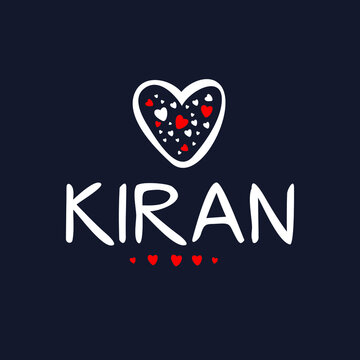 Kiran Calligraphy female name, Vector illustration.