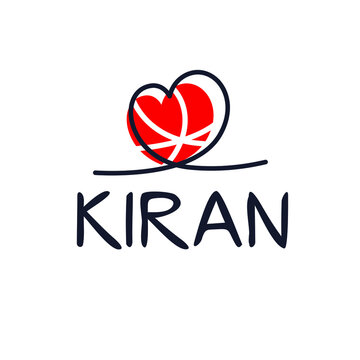 Kiran Calligraphy female name, Vector illustration.