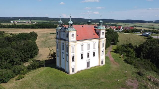 Kaple sv. Flori&aacute;na historical old architecture Moravsk&yacute; Krumlov ,Czech republic,Europe,scenic aerial panorama view