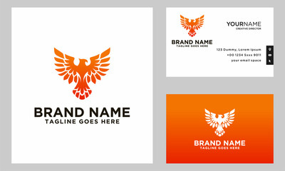 Fototapeta na wymiar Phoenix Logo flying bird with business card design template