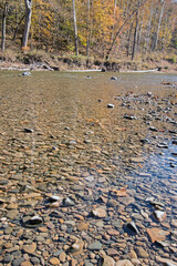 The pristine, shallow waters of Sugar Creek in Indiana, allow every rock on the streambed to be visible.