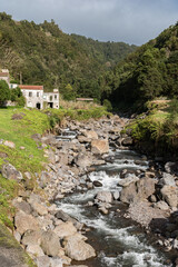 Fototapeta na wymiar The stream of Faial da Terra in the southeastern part of Sao Miguel island. Azores, Portugal.
