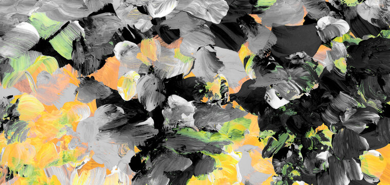 Art Watercolor and Acrylic smear blot painting. Abstract texture color stain horizontal long wall background.