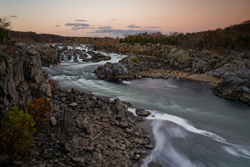 Waterfall at sunset