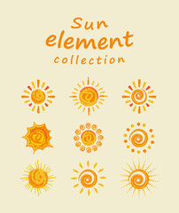 Fototapeta premium Collection of sun icon elements. Graphic elements for summer.