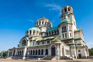Fototapeta na wymiar Alexander Nevsky Cathedral in Sofia, Bulgaria. The Orthodox church is the most famous landmark in Sofia, Bulgaria