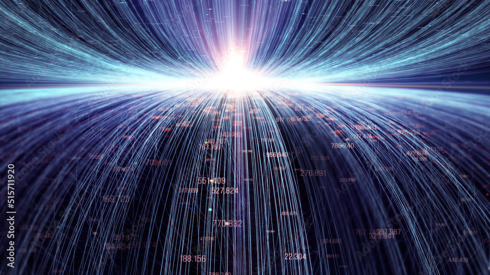 Poster Technology background big data/Technological background data transmission channel. Motion of digital data flow. Transferring of big data. Transfer and storage of data sets. 