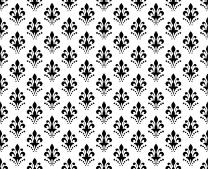 Flower geometric pattern. Seamless vector background. White and black ornament