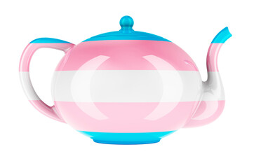 Teapot with transgender flag, 3D rendering