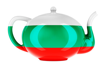 Teapot with Bulgarian flag, 3D rendering