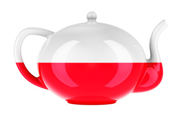 Teapot with Polish flag, 3D rendering