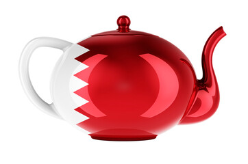 Teapot with Qatari flag, 3D rendering