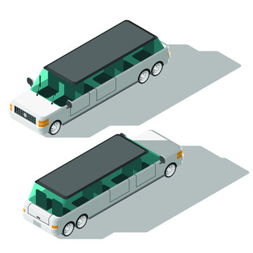 Isometric 3D Transport Car Limousine Vehiicle Machine Urban City Element Vector Design Satyle