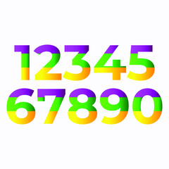 3 Color Gradient Number Design Vector With White Background