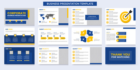 Obraz na płótnie Canvas business presentation templates set. Use for modern presentation background, brochure design, magazine, annual report, company profile, used in marketing and advertising vector file