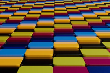 abstract background of multi-colored cubes lying on top of each other. 3d illustration. 3d render.