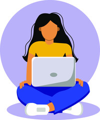Woman working on laptop