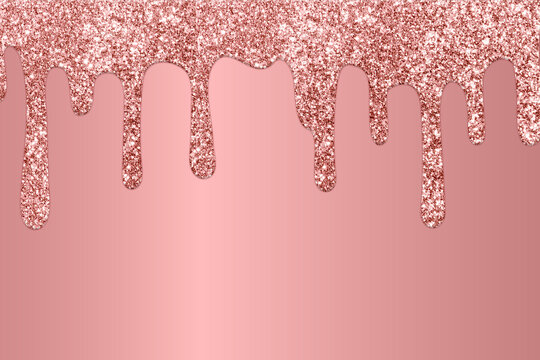 Rose Gold Trendy Sparkle Glitter Drips