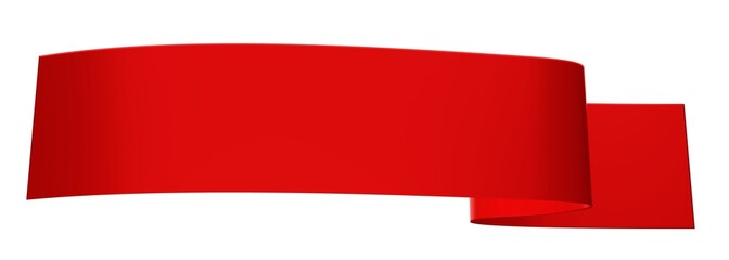 Red ribbon on white background. 3d rendering. For birthday or valentine.	