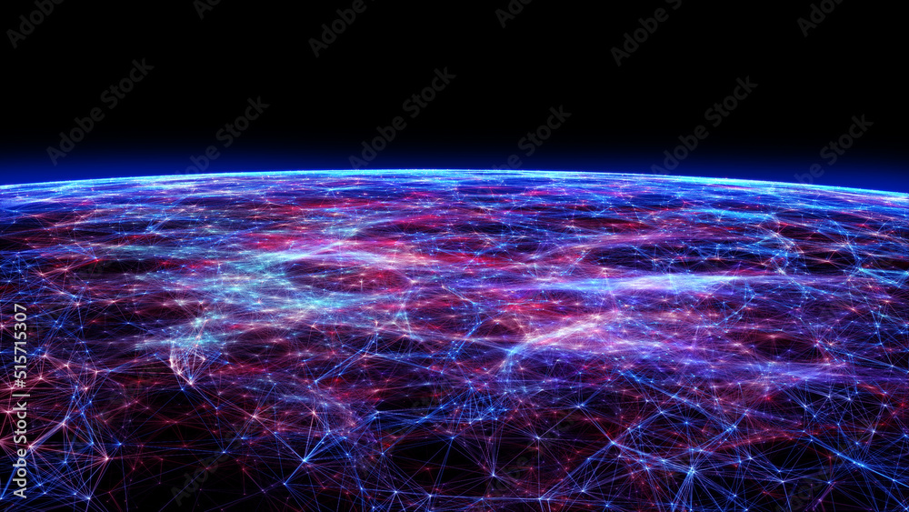 Poster technology background transmission lines earth/connection lines around earth globe. global internati