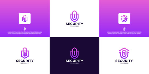 Naklejka premium set of security logo design inspiration.
