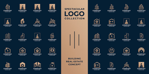 set of building construction, architecture logo design