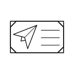 Minimalistick vector plane tickets. Linear airplane ticket isolated on white background.