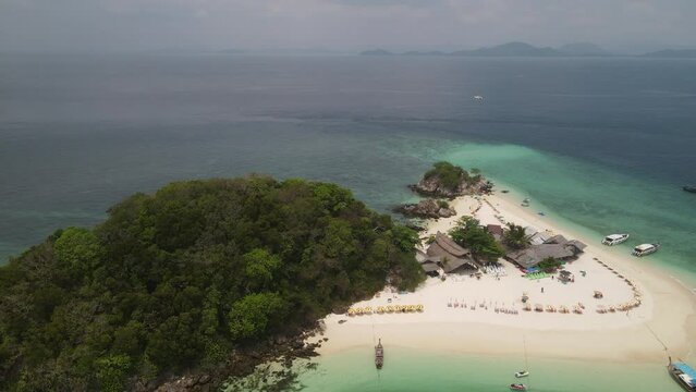 The aerial views of Koh Khai Nok and Koh Khai Nui islands in Thailand
