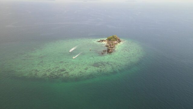 The aerial views of Koh Khai Nok and Koh Khai Nui islands in Thailand