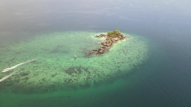 The aerial views of Koh Khai Nok and Koh Khai Nui islands in Thailand