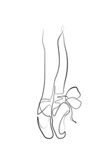 Ballet Pointe shoes continuous line drawing, vector illustration.
