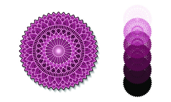3d Layered Mandala. Eps10 Mandala Multilayer Cut File, six layers. Multilayer elements for paper cutting or machine cutting.