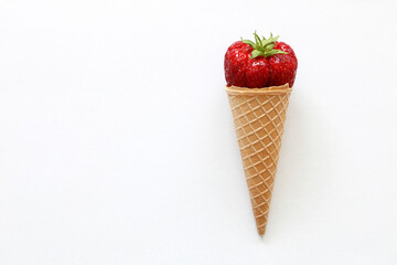 strawberry in a waffle cone is like ice cream.