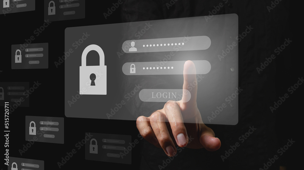 Wall mural the concept of cybersecurity of personal data on the internet. secure access to user's personal info