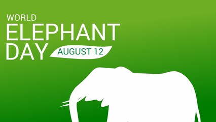 elephant silhouette on green gradient background with text inscription. perfect for elephant day